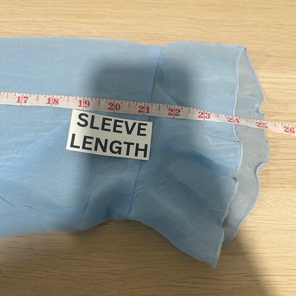 Maggie Barnes Women’s Sheer Light Blue Button Down Chiffon Blouse Size 2X - Picture 9 of 9